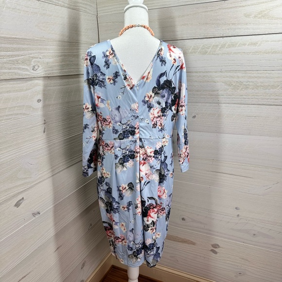 YOINS Gorgeous Floral Print Faux Wrap Dress 16 FREE SHIP - Picture 3 of 5